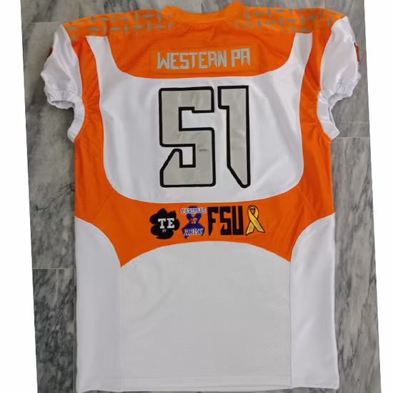 American Football Uniforms Custom Made Design with Tackle Twill Name Numbers Embroidery Patch Work