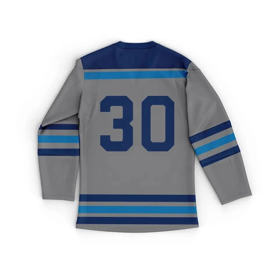 Custom Sublimation Stripe Stitched Tackle Twill Embroidered Ice Hockey Jersey Sports Uniform