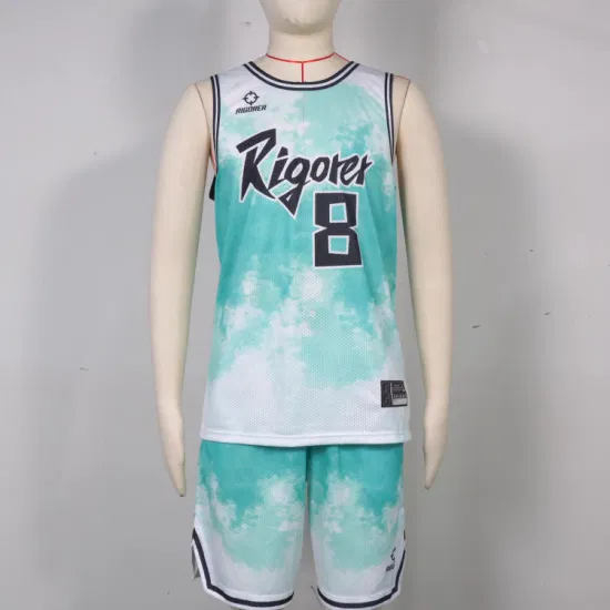 Maillot de basket-ball de couleur pure Rigorer, maille uniforme de sublimation en polyester élastique respirant pour hommes