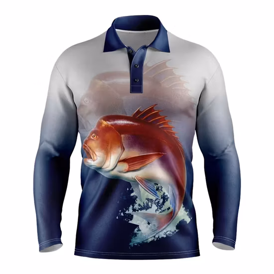 Chemises d'extérieur personnalisées à Sublimation complète, vêtements de sport pour hommes, maillot de pêche à manches longues, vente en gros